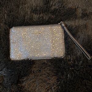 Coach Navy Blue Glitter Wristlet